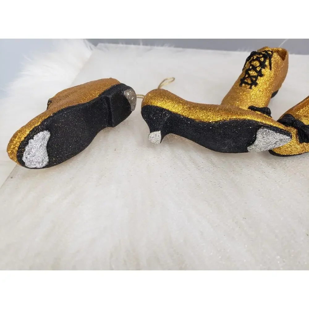SET OF 4 Tap Dance Shoe Glitter‎ Christmas Ornaments Male Female Couple Duet